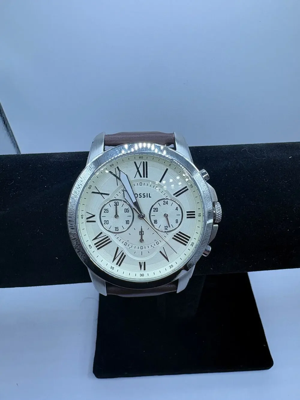Fossil Chronograph Stainless Steel Watch Brown Leather